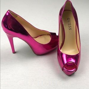 Metallic Hot Pink guess heels BNWOT
